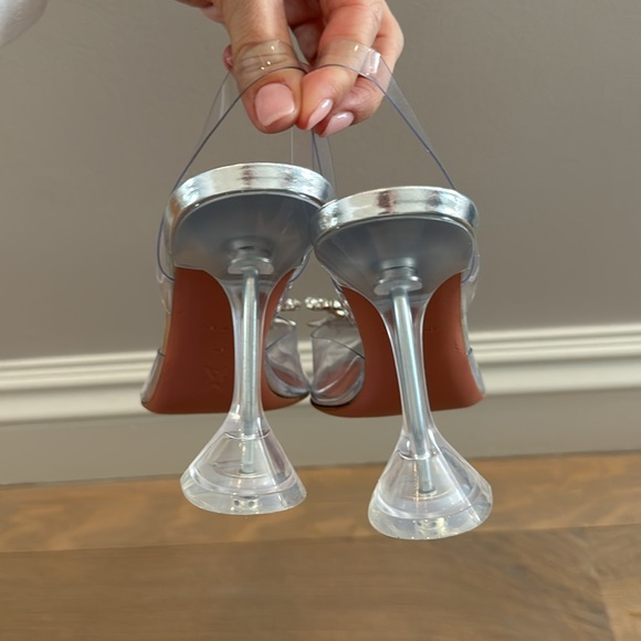 Amina Muaddi Rosie See Through Clear Slingback Embellished Bow Pumps size 40 - Picture 10 of 10